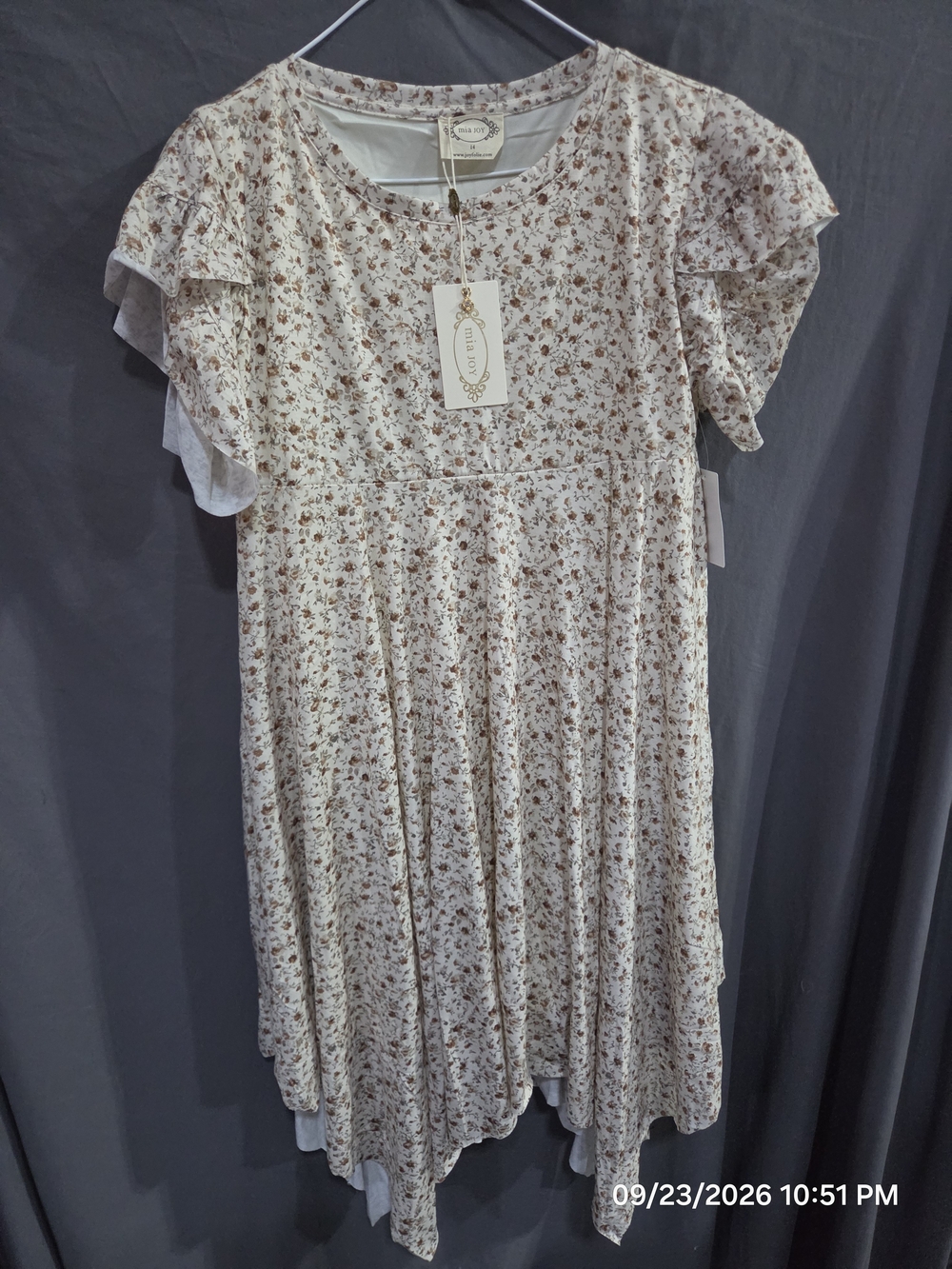 Mia Joy by Joyfolie Milana Dress Girls Size 14 Neutral Mini Floral NWT